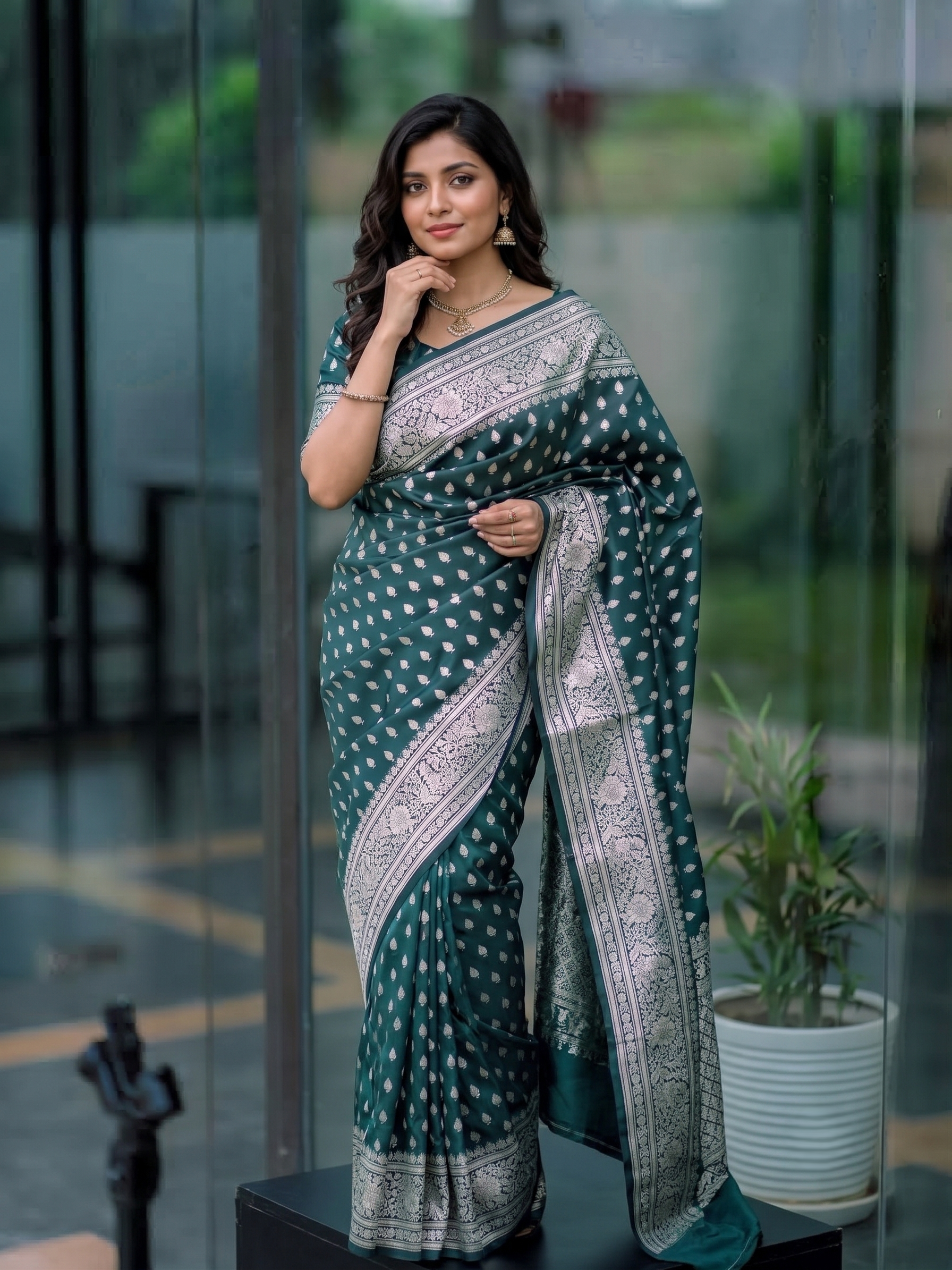প্রিমিয়াম কাতান শাড়ি ব্লাউজ পিছ সহ