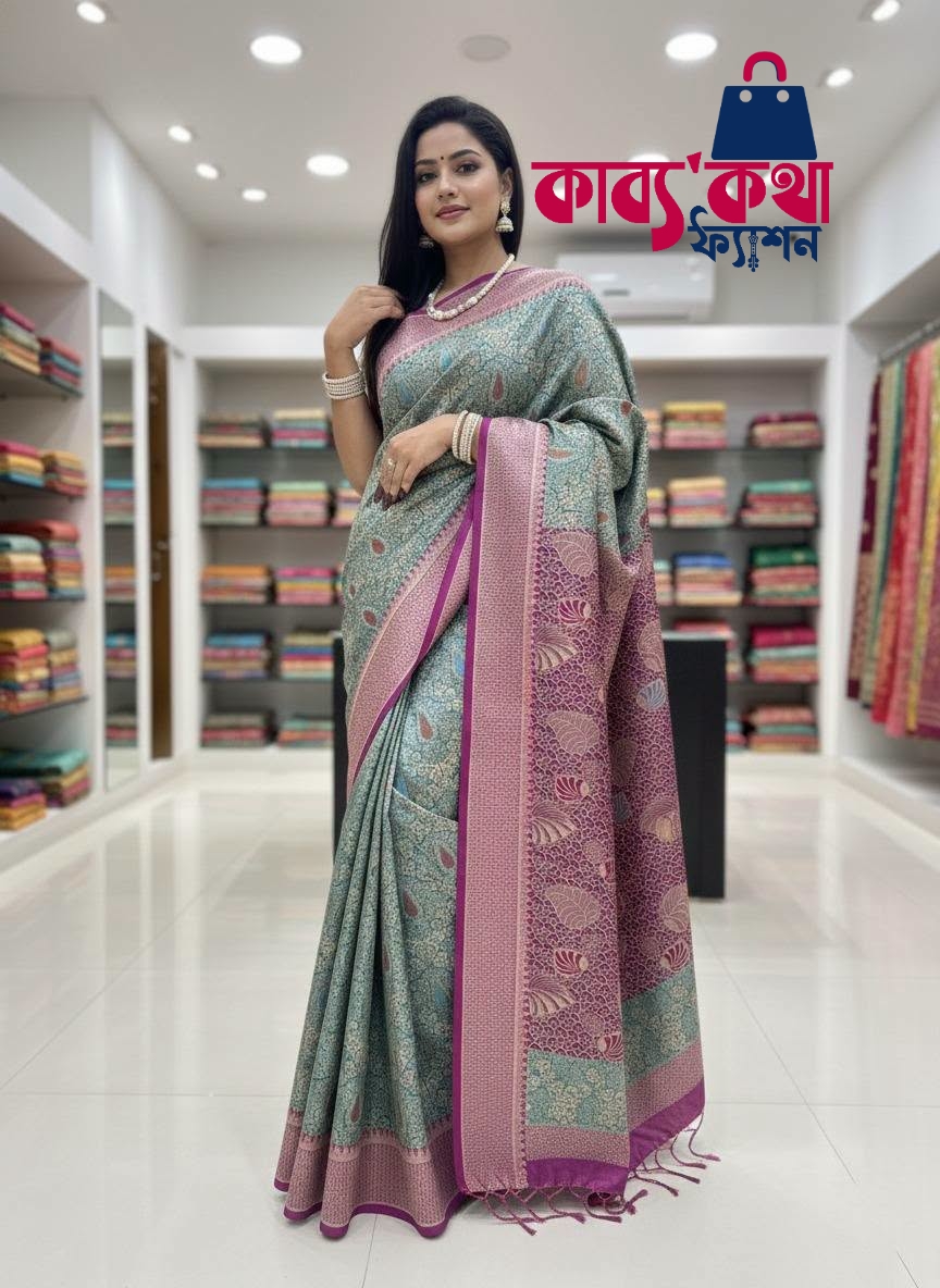 প্রিমিয়াম কাঞ্চিপুরম কাতান শাড়ি ব্লাউজ পিছ সহ